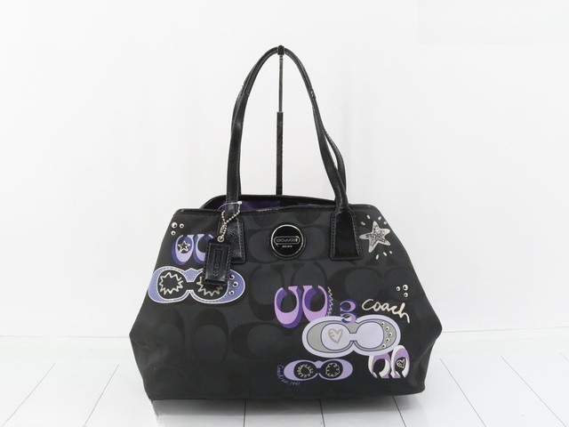 シグネチャー　ハンドバッグ　グレー系／パープル系