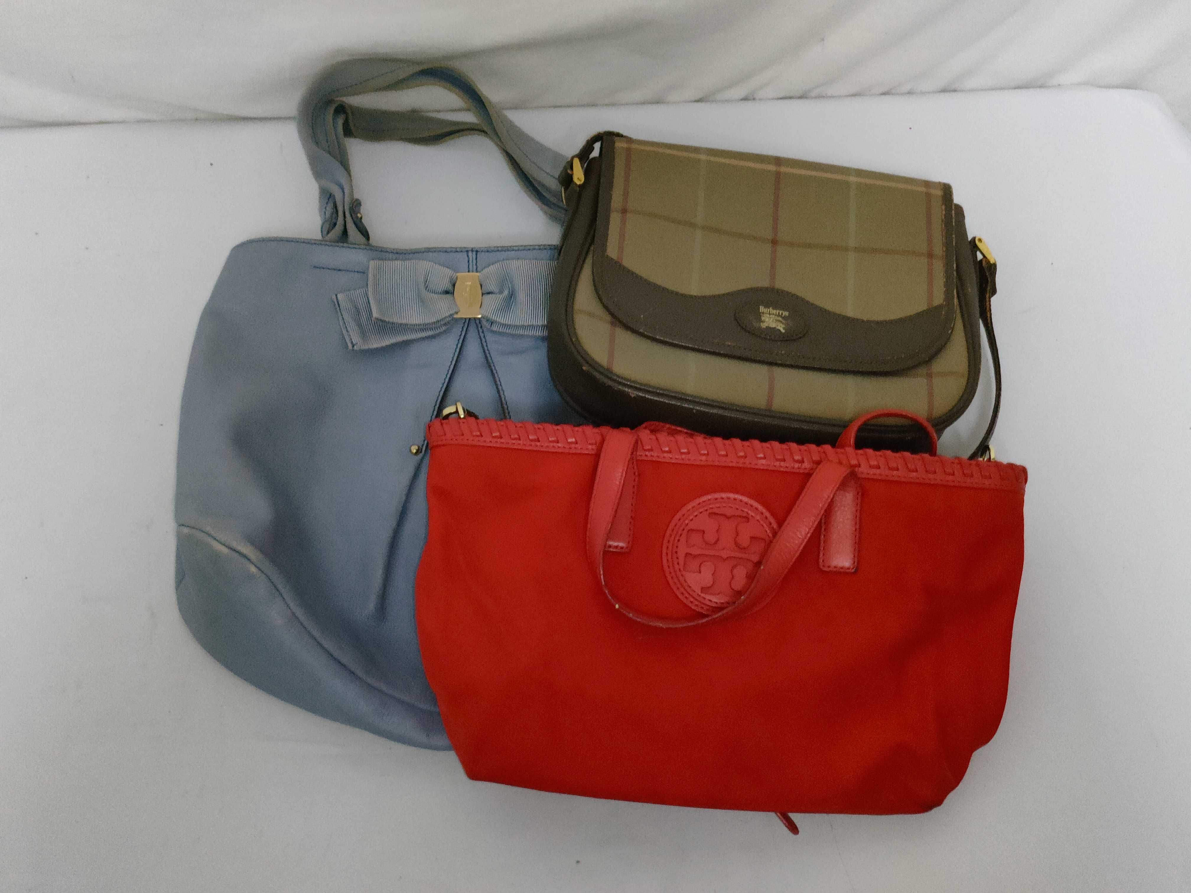 (7707_0288) Salvatore Ferragamo 3-piece Tory Burch/Burberry Check Shoulder Shoulder Bag