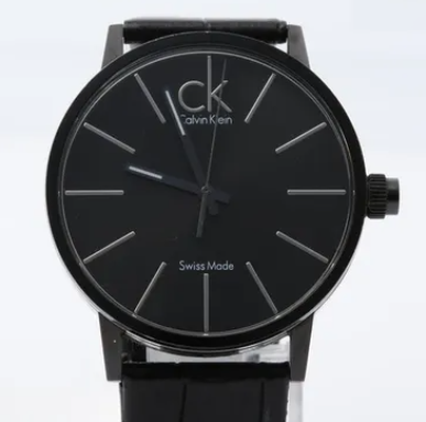 不動　Ｃａｌｖｉｎ　Ｋｌｅｉｎ　Ｋ７６２１４　黒文字盤　革ベルト　メンズ