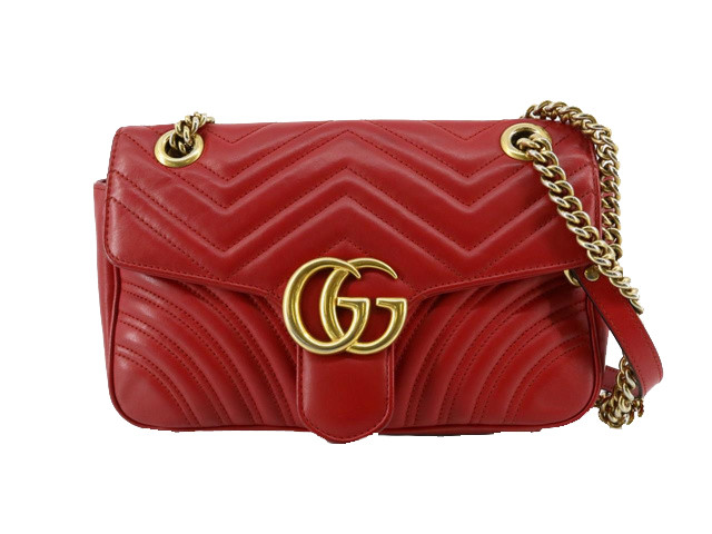 GUCCI GG Marmont Quilted Leather Shoulder Bag Red