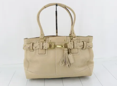 COACH レザー　ハンドバッグ　ベージュ系